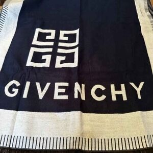 Givenchy Navy and White Logo Throw